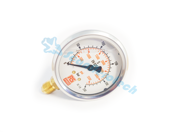 0-250 BAR Pressure gauge 1/4'' Bottom connection with glycerine